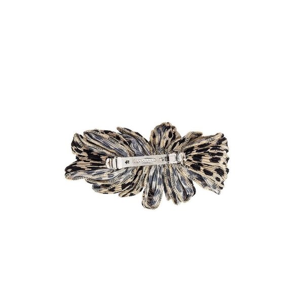 NWT Loeffler Randall leopard print ruched satin-like barrette hair clip - Picture 5 of 10